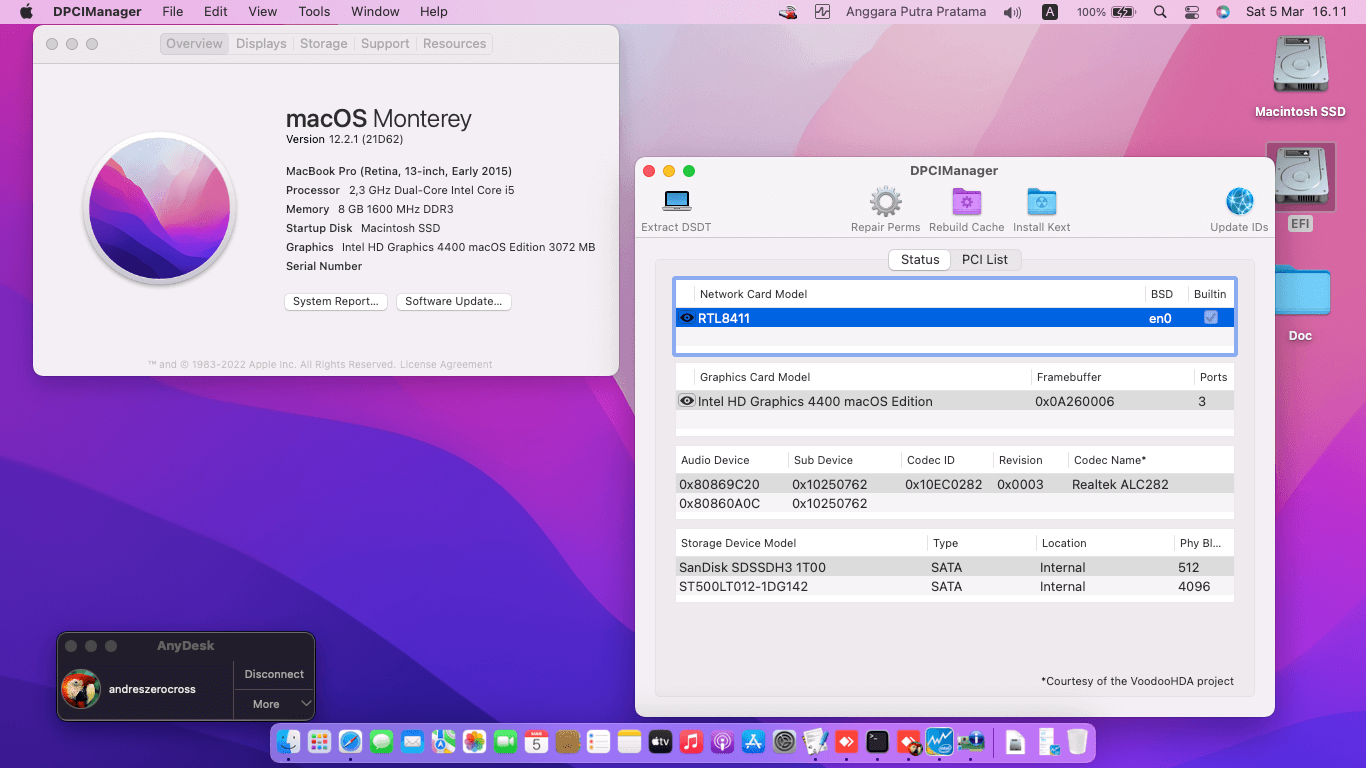 Success Hackintosh macOS Monterey 12.2.1 Build 21D62 in Acer Aspire E1-472G-54204G50Mnkk